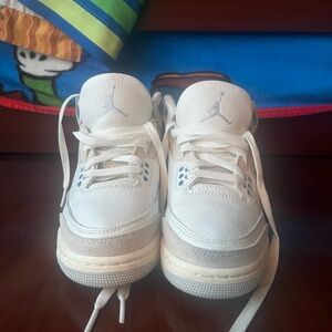 Jordan Retro 3 Kids White and Blue Sneakers